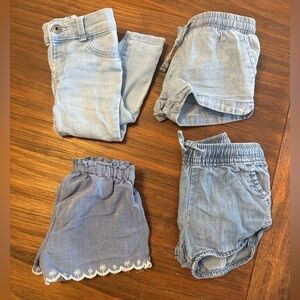 Lot of Four Pair of Denim Shirts and Jeans Bottoms, size 12 Months
